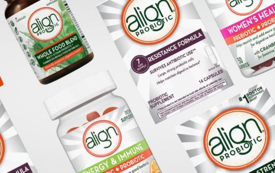 align probiotic products in an assorted collage