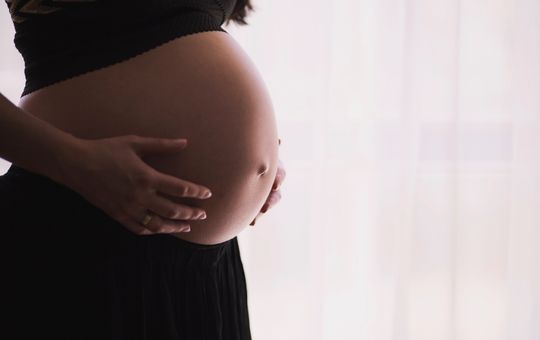 side view of a pregnant woman