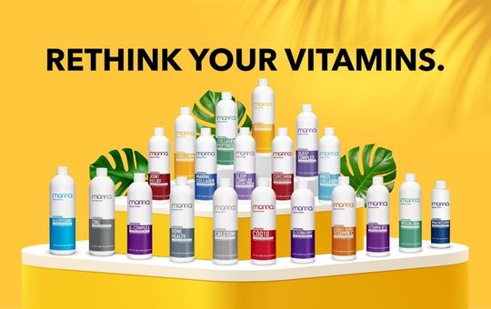 "rethink your vitamins" text above a variety of manna supplements