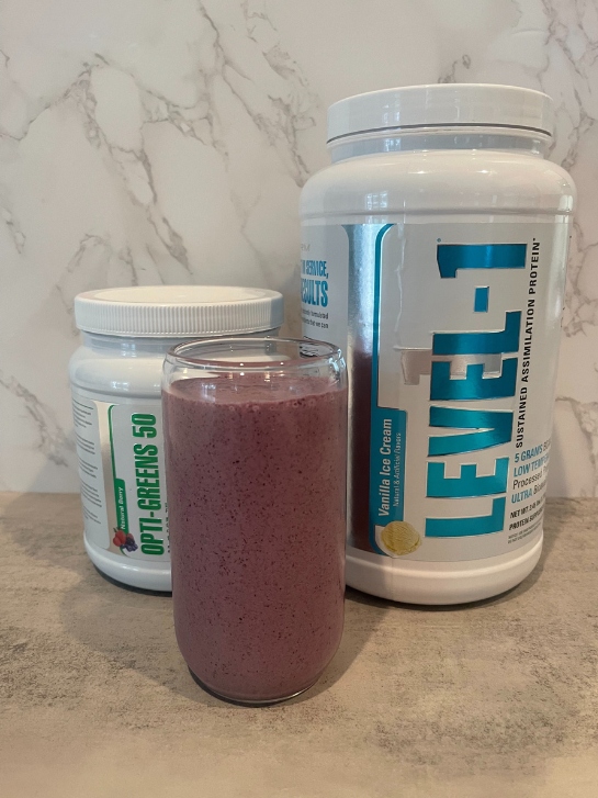 smoothie recipe with opti-greens 50 and vanilla protein